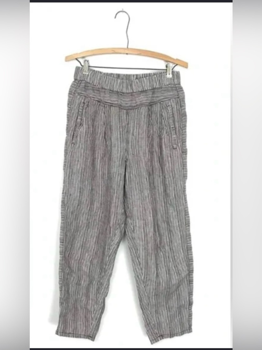 Anthropologie Hei Hei Cropped Linen Pinstripe Pants | Relaxed Fit | Size M